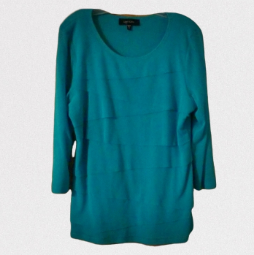 Aqua Karen Kane top